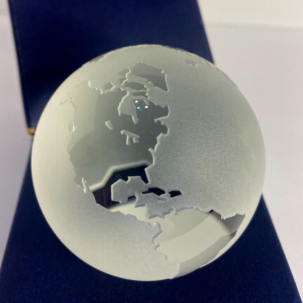 Paperweight World Globe Crystal Marked FS Czech Republic